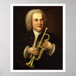 J.S. Bach with Trumpet Poster
