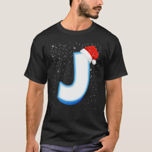 J Snowy Capital Christmas Monogram Alphabet Letter T-Shirt