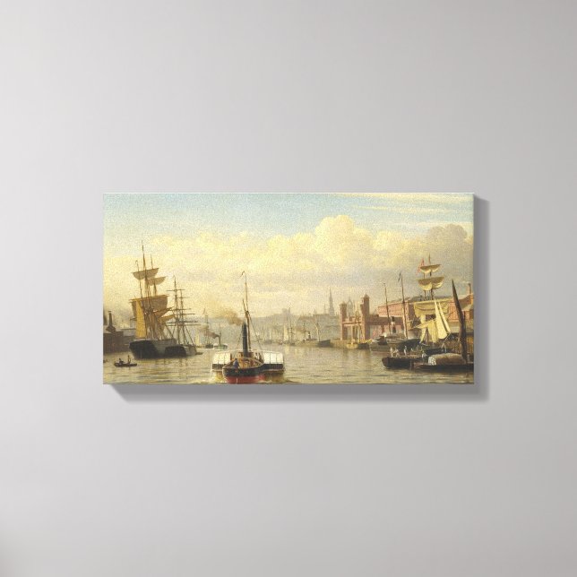 J W Carmichael river Tyne painting canvas print (Front)