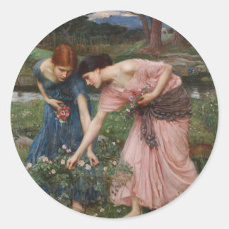 J.W. Waterhouse Gather Ye Rosebuds Classic Round Sticker