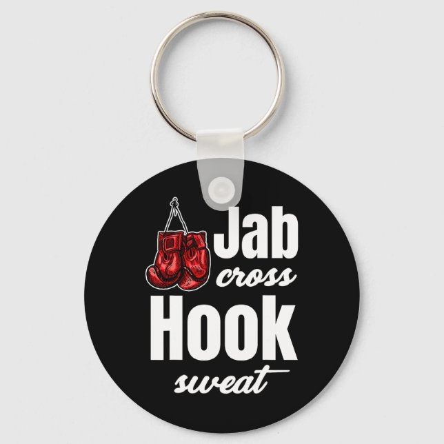 Jab Cross Hook Sweat Funny Kickboxing Martial Arts Key Ring (Front)