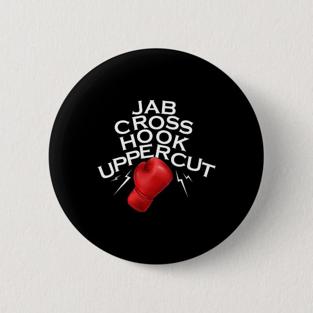 Jab Cross Hook Uppercut Boxer Funny Boxing Trainin 6 Cm Round Badge (Front)