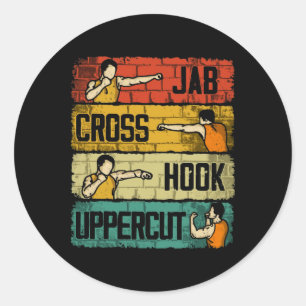 Jab Cross Hook Uppercut Boxing Classic Round Sticker