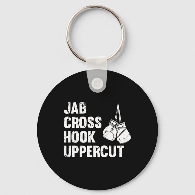 Jab Cross Hook Uppercut Boxing Fighting Technique  Key Ring (Front)