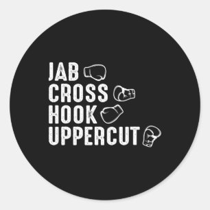 Jab Cross Hook Uppercut Boxing Gloves Boxer  Classic Round Sticker