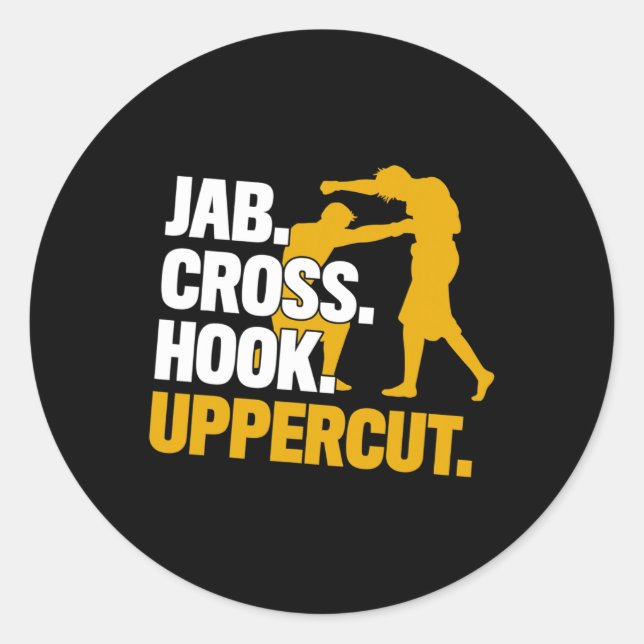 Jab Cross Hook Uppercut Boxing Kickboxing Gift  Classic Round Sticker (Front)