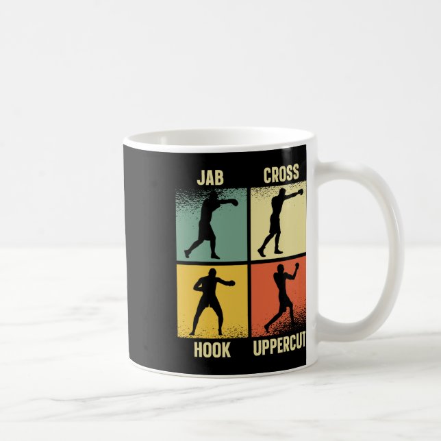 Jab Cross Hook Uppercut – Boxing Moves Graphic Gri Coffee Mug (Right)
