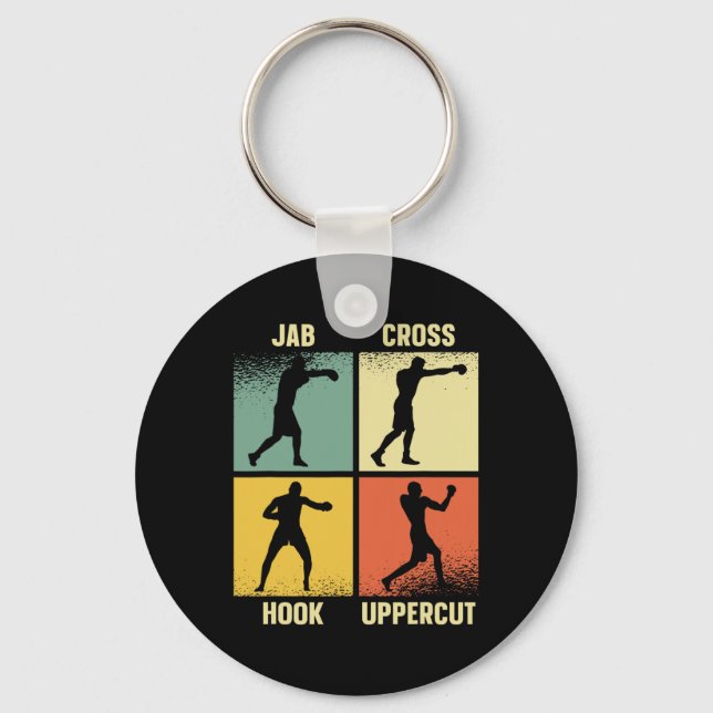 Jab Cross Hook Uppercut – Boxing Moves Graphic Gri Key Ring (Front)