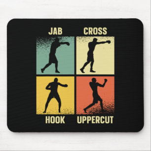 Jab Cross Hook Uppercut – Boxing Moves Graphic Gri Mouse Pad