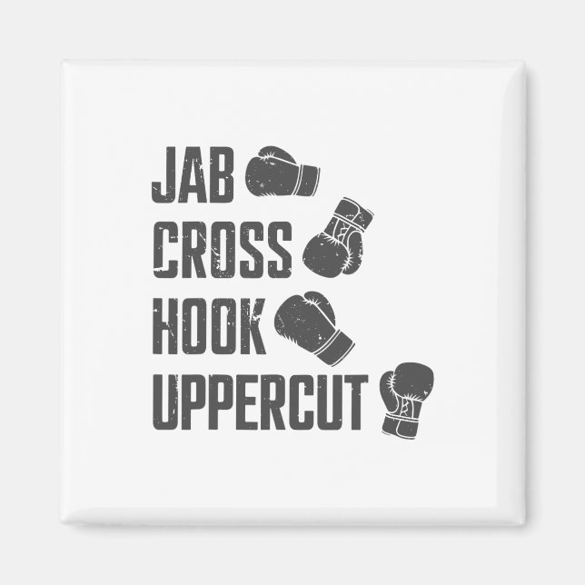 Jab Cross Hook Uppercut Funny Boxing Coach Trainin Magnet (Front)