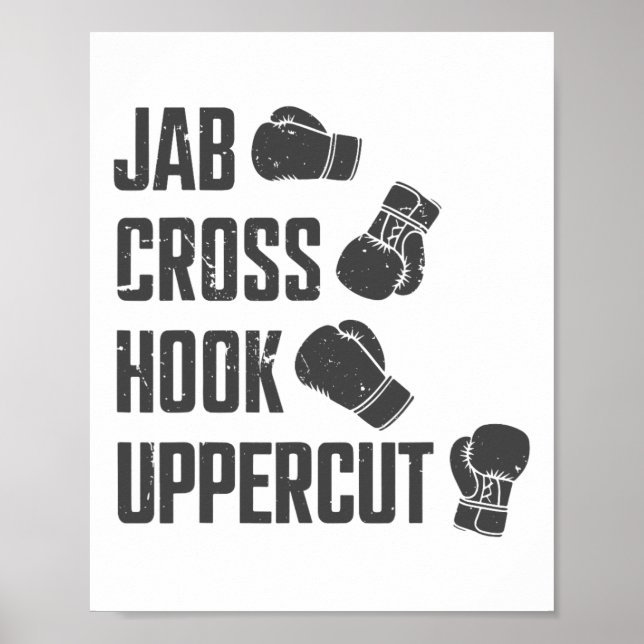 Jab Cross Hook Uppercut Funny Boxing Coach Trainin Poster (Front)