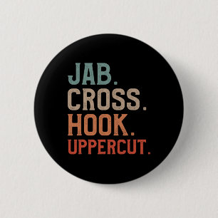 Jab Cross Hook Uppercut Kickboxer Kickboxing 6 Cm Round Badge