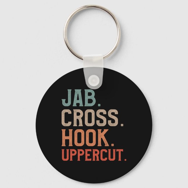 Jab Cross Hook Uppercut Kickboxer Kickboxing  Key Ring (Front)