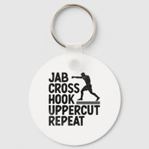 Jab Cross Hook Uppercut Repeat Boxer Sports Athlet Key Ring