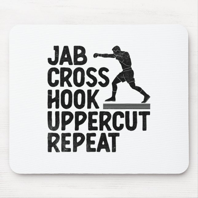 Jab Cross Hook Uppercut Repeat Boxer Sports Athlet Mouse Pad (Front)