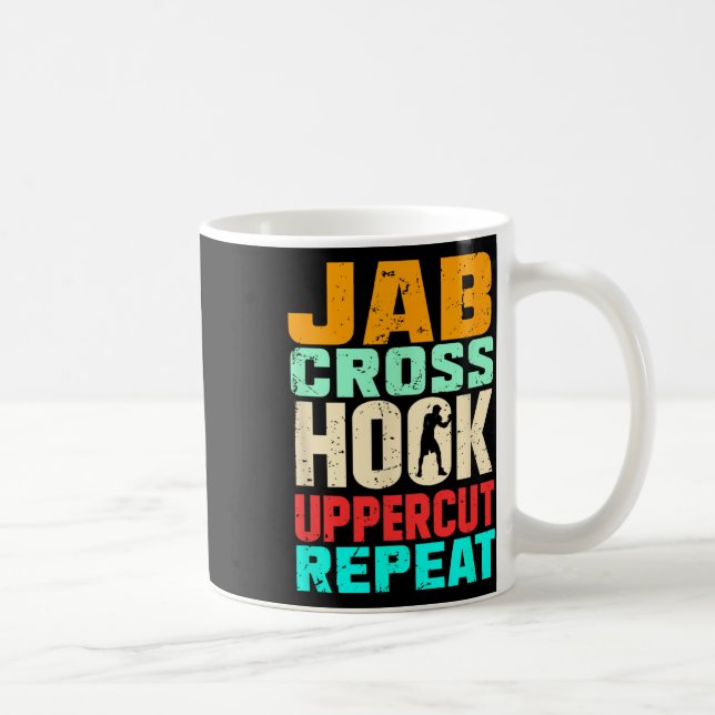 Jab Cross Hook Uppercut Repeat Retro Kickboxing Mm Coffee Mug (Right)