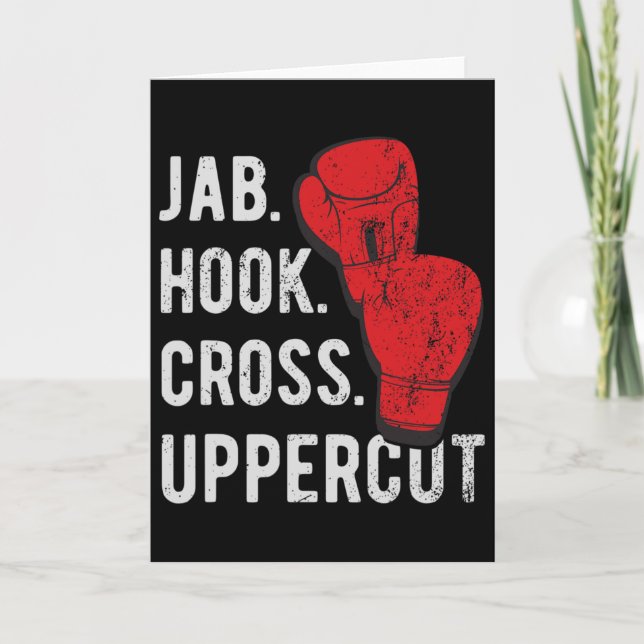 Jab, Hook, Cross, Uppercut - Kickboxing And Boxing Card (Front)