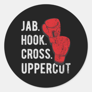 Jab, Hook, Cross, Uppercut - Kickboxing And Boxing Classic Round Sticker