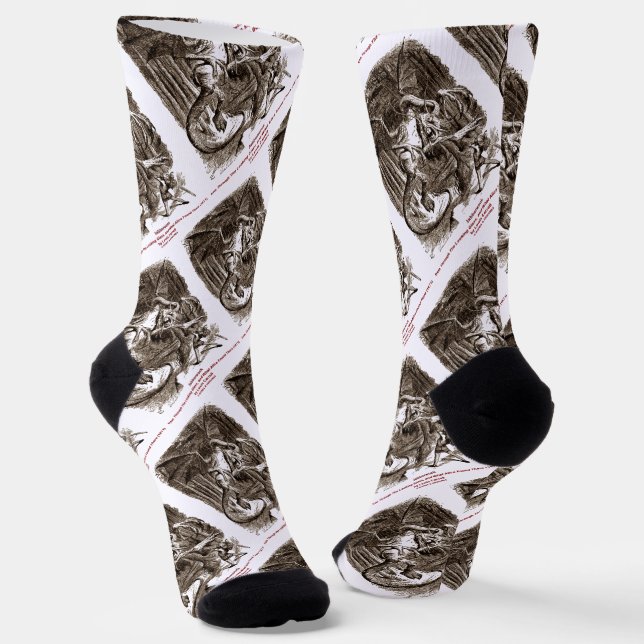Jabberwock Through The Looking Glass John Tenniel Socks (Angled)