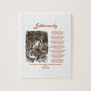 Jabberwocky Poem by Lewis Carroll (Black Adder) Jigsaw Puzzle