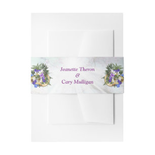 Jacaranda Blooms & Lily Bouquet Invitation Belly Band
