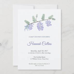 Jacaranda Blossom Baby Shower Invitation for a Boy