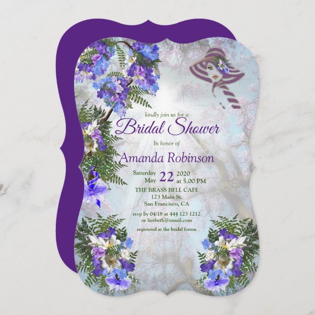 Jacaranda Blossoms Bridal Shower Invitation (Front/Back)