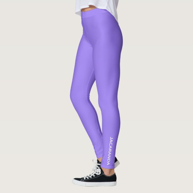 Jacaranda purple colour name leggings (Left)