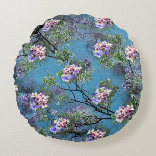 Jacaranda Spring Blooms Repeat Patterns Round Cushion