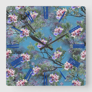 Jacaranda Spring Blooms Repeat Patterns Square Wall Clock