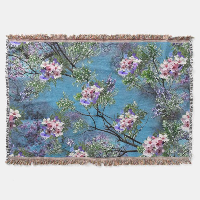 Jacaranda Spring Blooms Repeat Patterns Throw Blanket (Front)