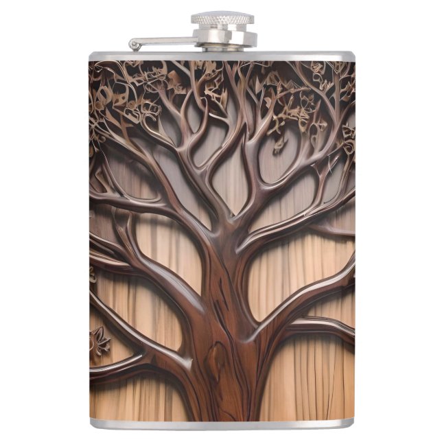 Jacaranda Tree: Nature's Artistry in Wood, Hip Flask (Front)