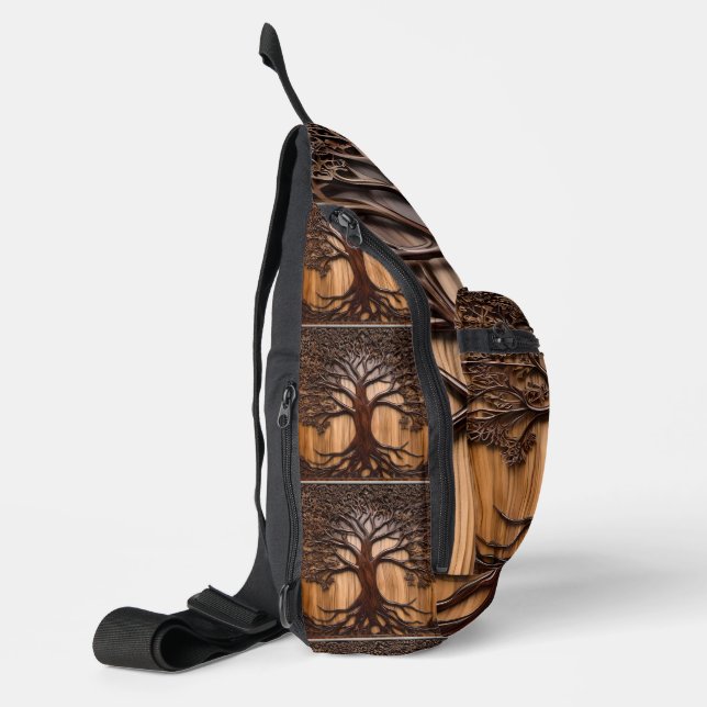 Jacaranda Tree: Nature's Artistry in Wood, Sling Bag (Left)
