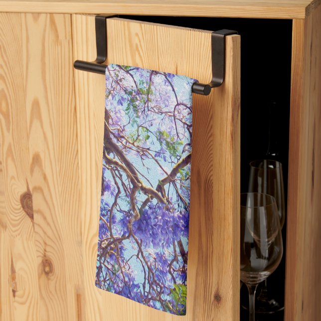 Jacaranda Tree Oil Paint, Dish Towel (Thirds Fold)