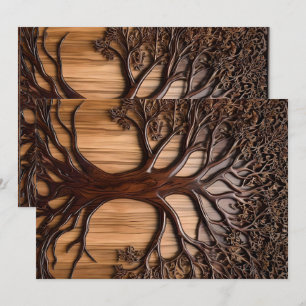 Jacaranda Tree Wood Carving, Invitation
