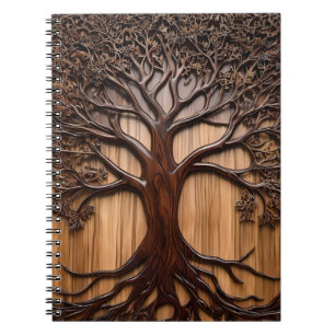 Jacaranda Tree Wood Carving, Notebook