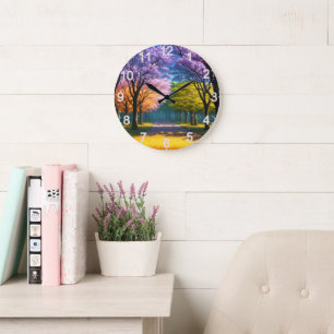Jacaranda Trees In Forest, Wall Clock