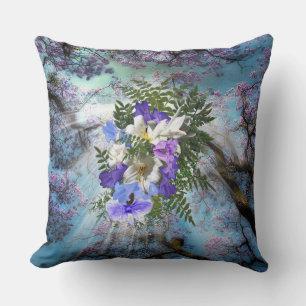 Jacaranda & white lily Bouquet Cushion