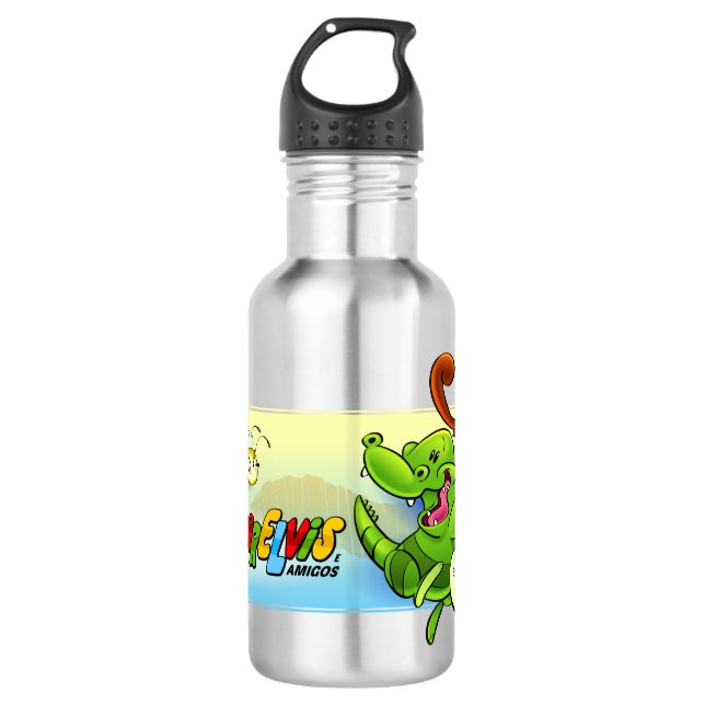 Jacarelvis and friends water bottle (Front)
