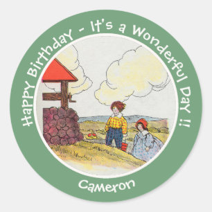 Jack and Jill Mother Goose Birthday Party Items  Classic Round Sticker