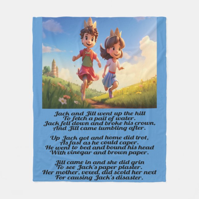 Jack and Jill - Nursery Rhyme Fleece Blanket (Front)