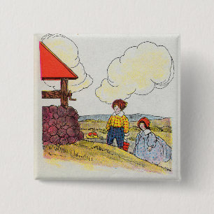 Jack and Jill went up the hill Nursery Rhyme 15 Cm Square Badge