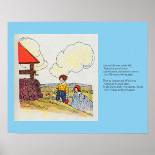 Jack and Jill went up the hill Nursery Rhyme Poster