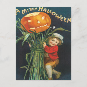 Jack And The Pumpkin Stalk Vintage Postcard