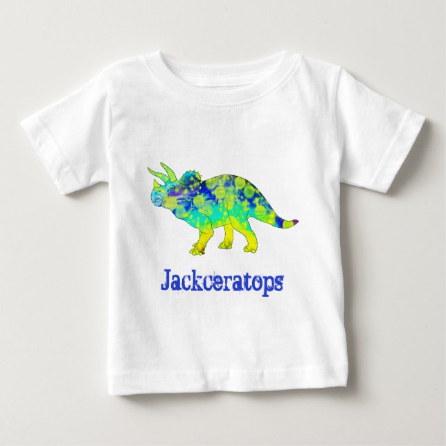 Jack ceratops Colorful Triceratops Dinosaur Art Baby T-Shirt (Front)