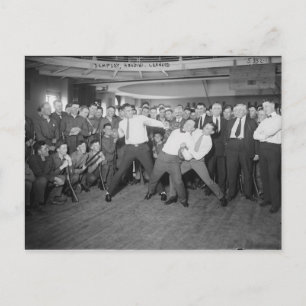 Jack Dempsey Mock Fighting Against Harry Houdini Postcard