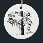 Jack Frost Ceramic Tree Decoration<br><div class="desc">This is a funny illustration of Jack Frost blowing ice on a tree as well as an unfortunate owl.</div>