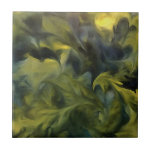 Jack Frost In Blue Grey and Yellow Abstract Art Tile