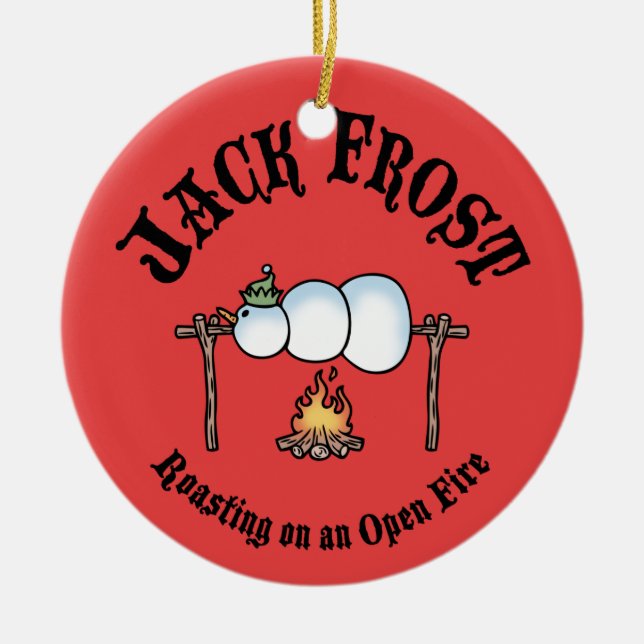 Jack Frost Roasting Ceramic Tree Decoration (Front)