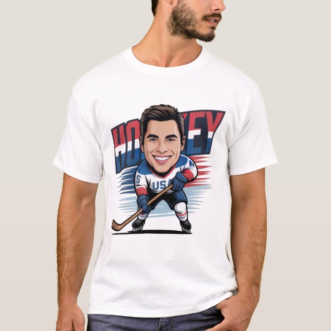 Jack Hughes Team USA Hockey Smile Fan T-Shirt (Front)